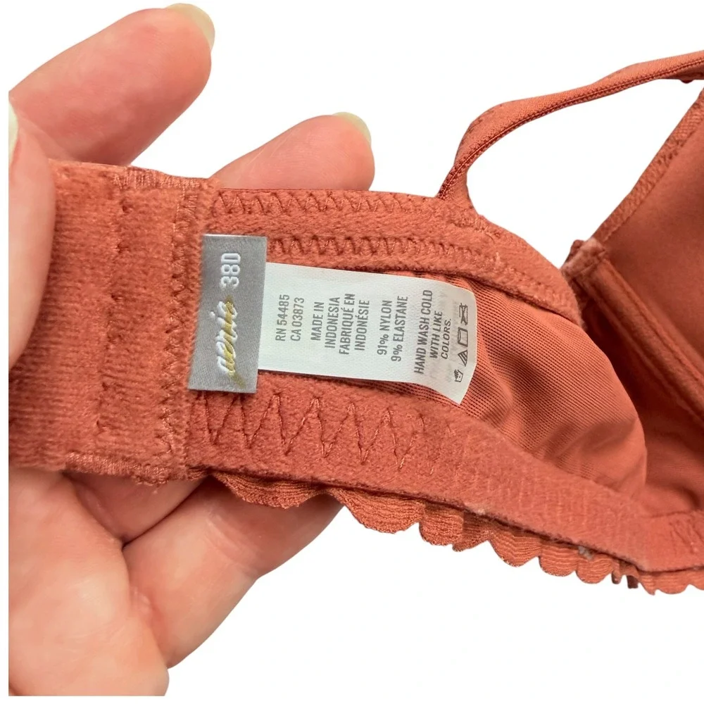 Aerie Women Terracotta Orange Floral Medallion Lace Plunge Racerback Bra 38D
